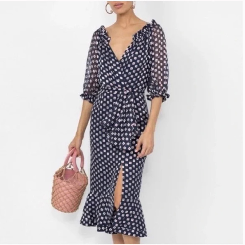 SALONI
Olivia printed devoré silk-blend chiffon midi dress US0